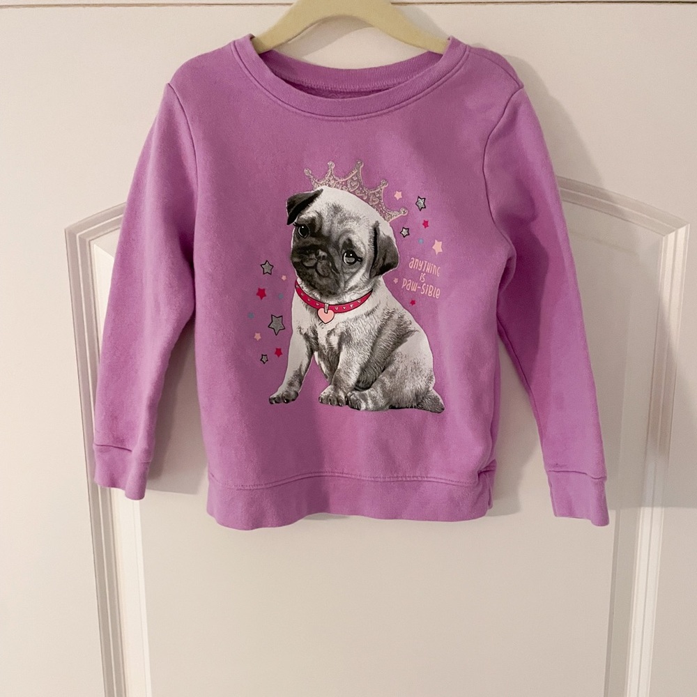 Purple Pug Pullover Size 4T